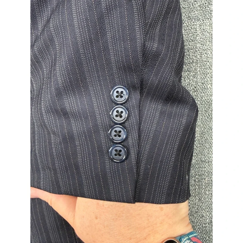 Jerome Fabrics Custom Tailored Pinstripe Blazer Grey Woven in England 3-Button